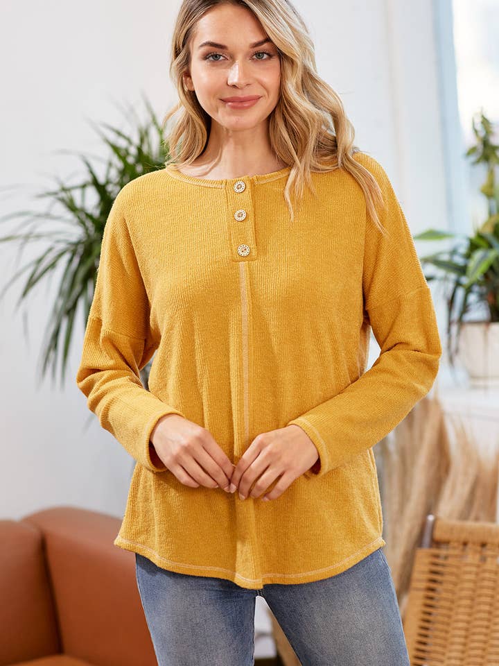 MST2792-Be My Love Solid Sweatshirt - Button Details for wholesale by Moonshot Clothing