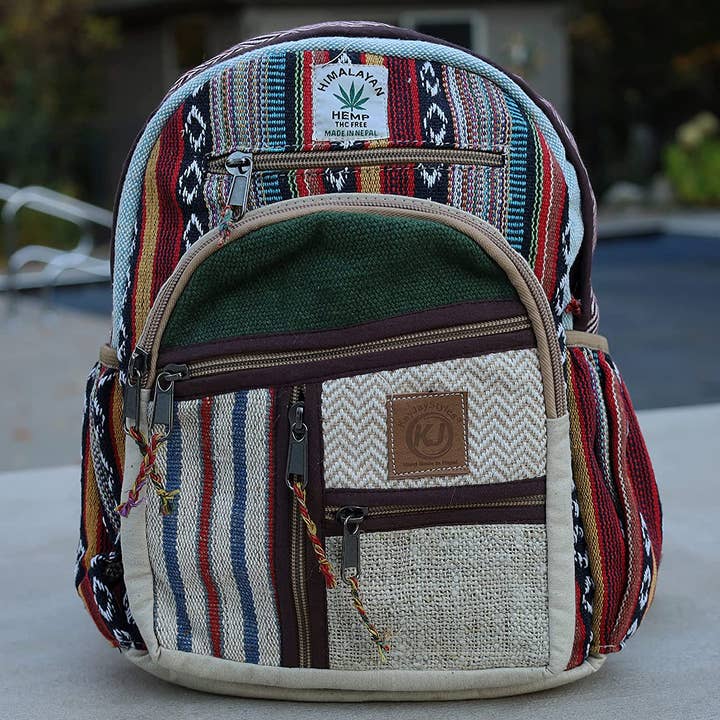 Lungta Imports - Wholesale Backpack - Unisex - Handmade Lightweight Natural Hemp Himalayan Nepal Daypack27