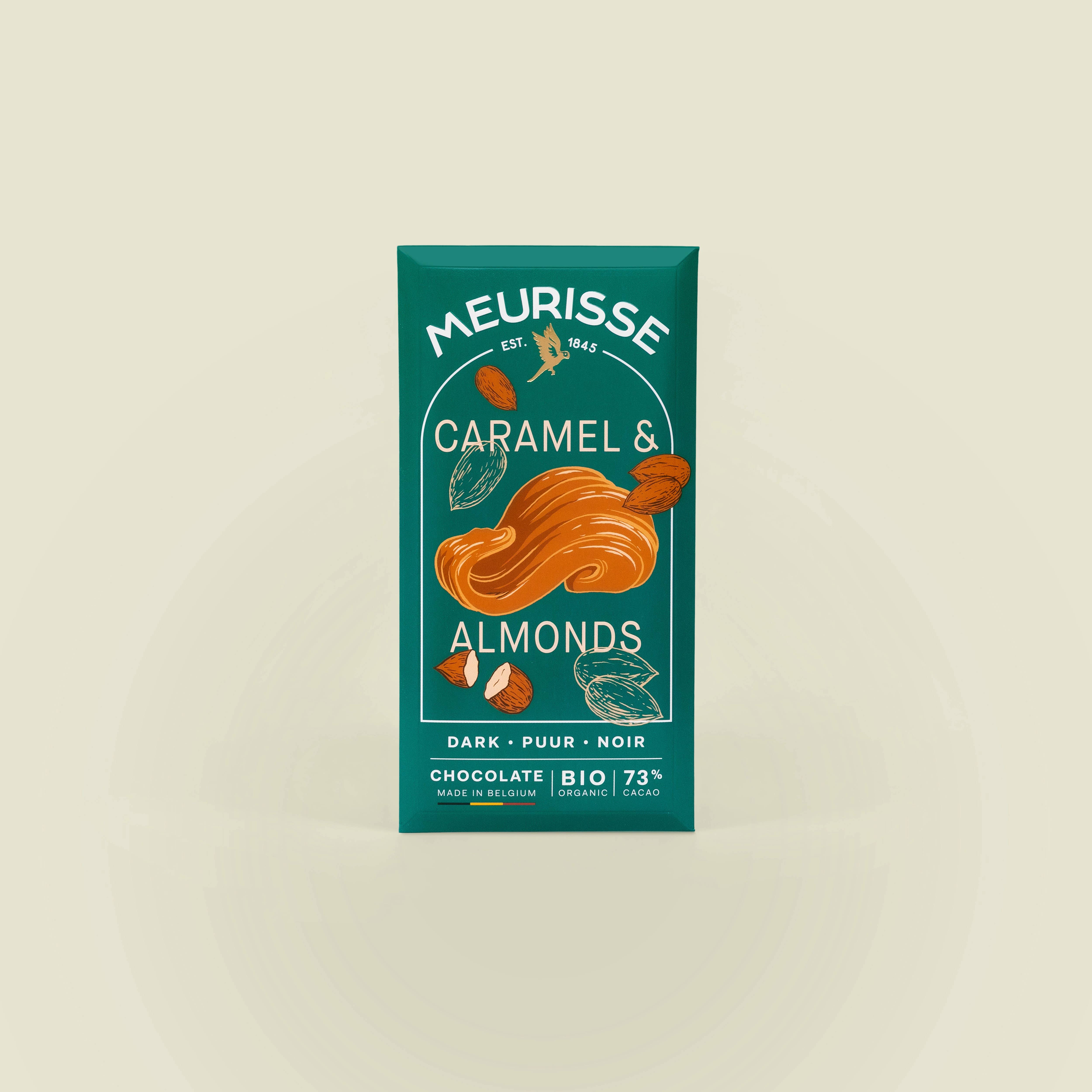 MEURISSE - est.1845 - Wholesale Chocolate Bar - Organic Dark Chocolate with Caramelised Almonds (100g)1