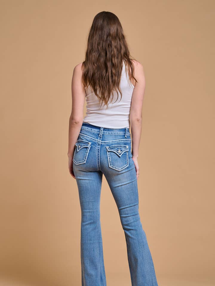 LET SAND VASK WT-101 BOOTCUT STRÆKBARE DAMER BLING JEANS WESTFIELD EAGLE for engroshandel på Faire0