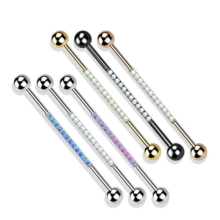 Elara Body Jewelry - Wholesale Single Earring - Opal Gold Titanium Industrial Piercing Jewelry (14G | 38mm | Titanium | Multiple Color Options)