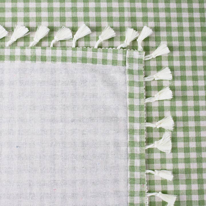 Fennco Styles - Wholesale Tablecloth - Rustic Gingham Check Tasseled Trim Cotton Blend Tablecloth6