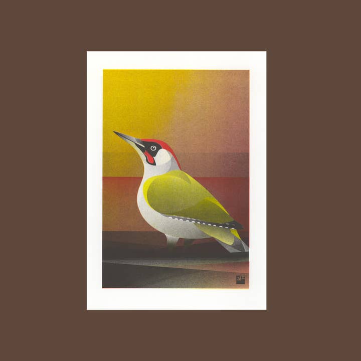 VrijFormaat - Wholesale Art Print - riso print - Green Woodpecker - Bird art print - A4