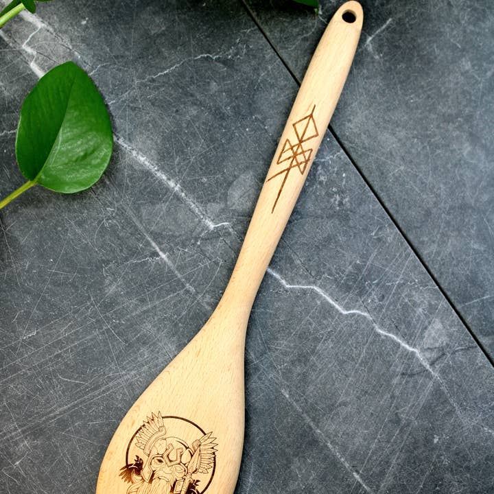 Three Witches Tea Shop - Wholesale Spatula/Turner - Odin Engraved Wooden Spatula2