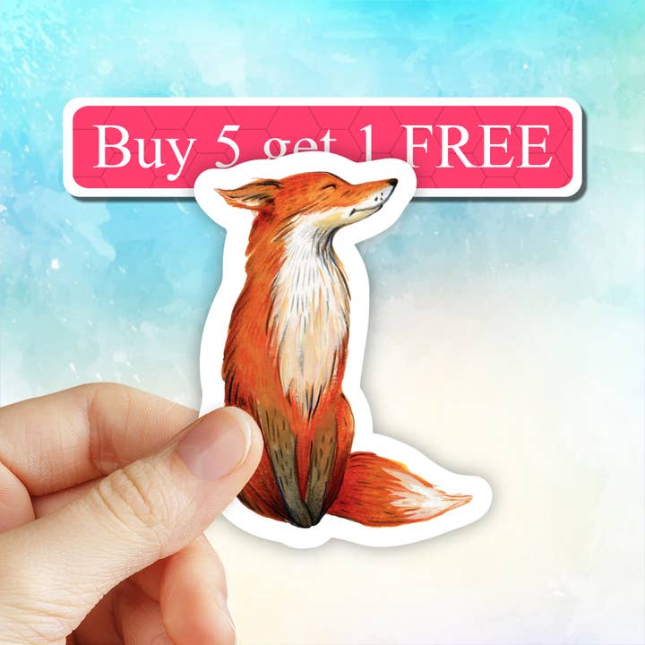 Watercolor Fox sticker, Cute fox laptop decal, water bottle for wholesale by Neya Sticker Shop