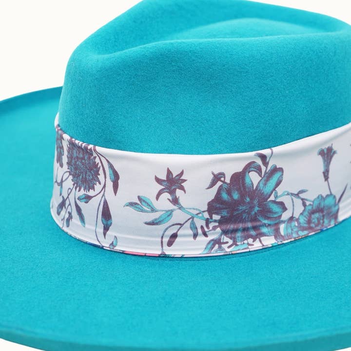 Olive & Pique - Wholesale Fedora - Women's - Banded 100% Wool Felt Pencil Brim Rancher Hat, Teal4
