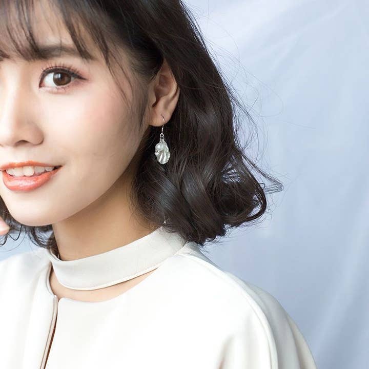 Haengseongworkshop - Wholesale Dangle Earrings - S925 Acrylic Pearl Flower Glass Beads Earrings Dangle