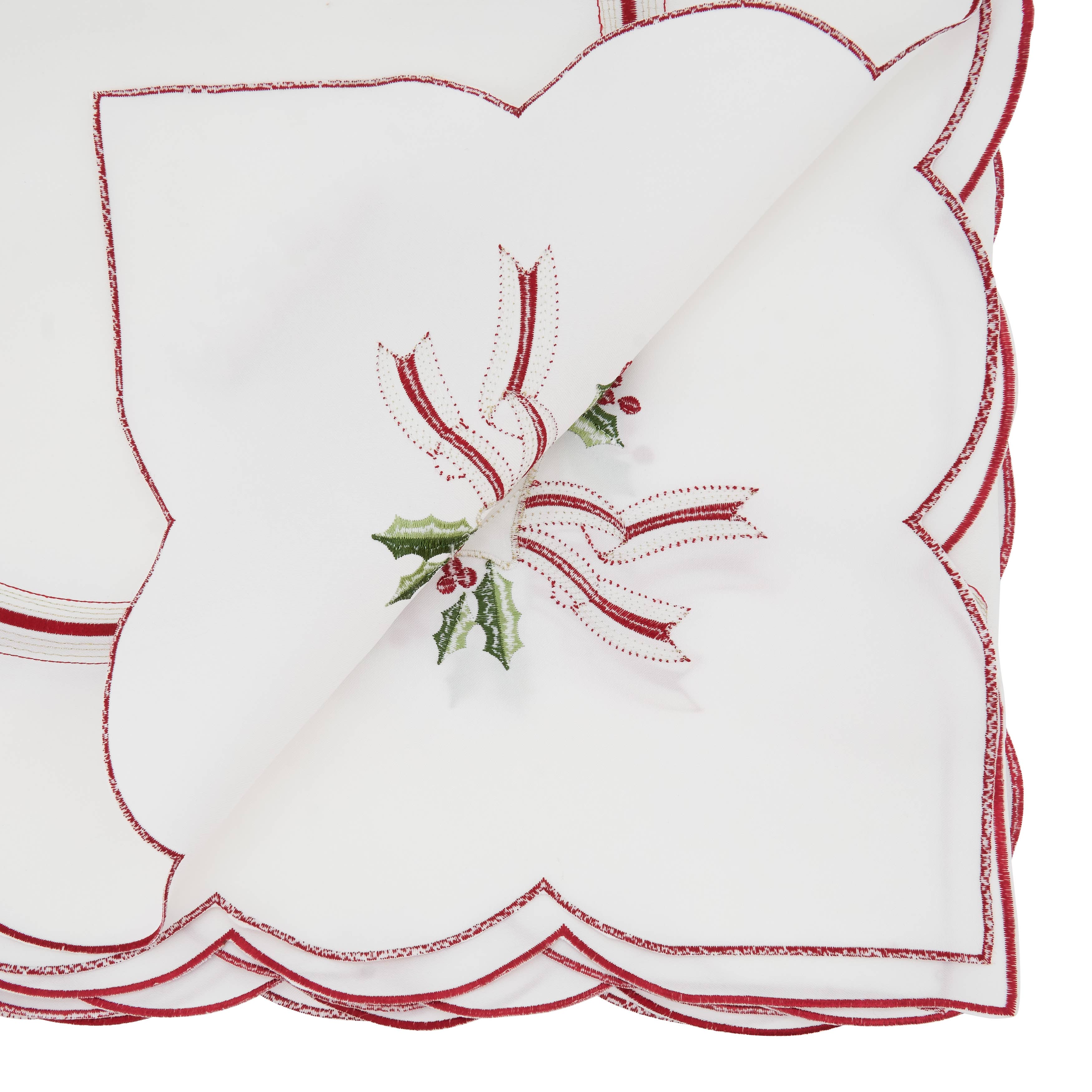 Ivory Embroidered Christmas Tablecloth for wholesale on Faire2