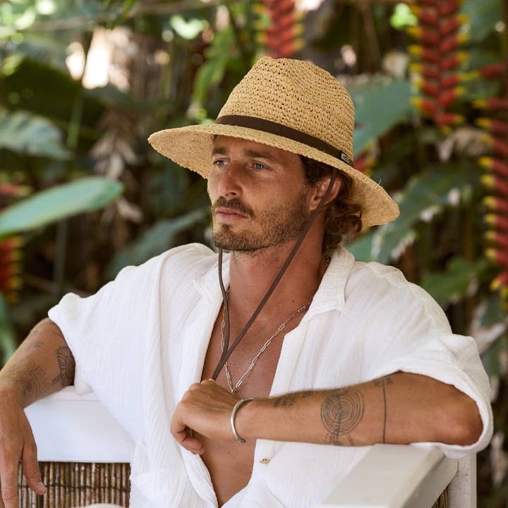 Natural Boulder Beach Outdoor Raffia Hiking Hat for wholesale on Faire