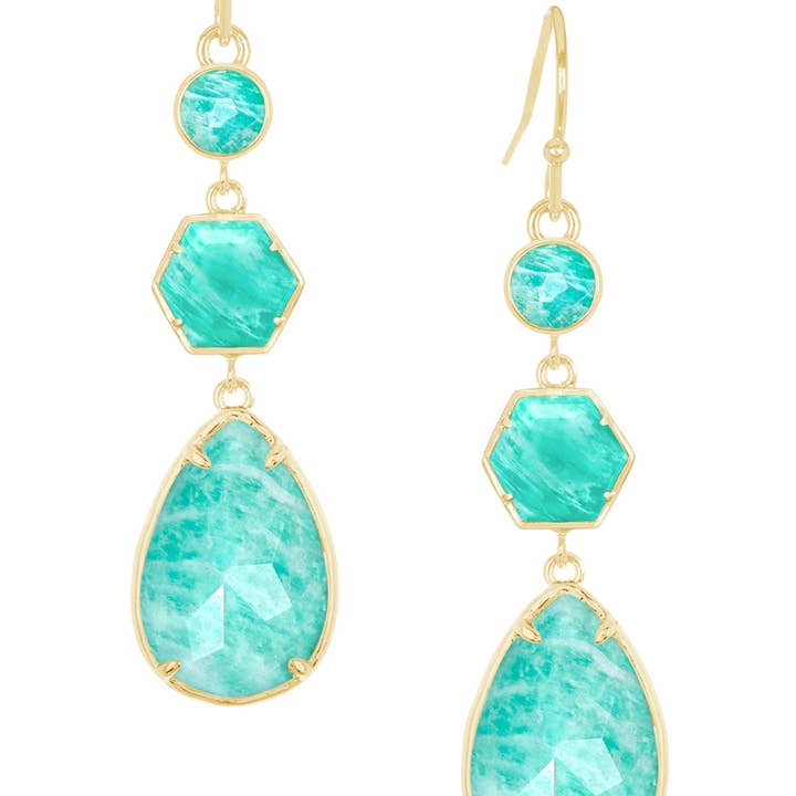 Zoey Simmons – wholesale Dangle earrings – Amazonite Statement Earrings - GF0