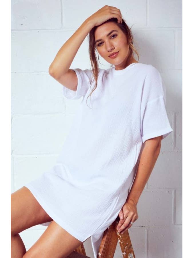 White Cotton Muslin Big Tee for wholesale on Faire2