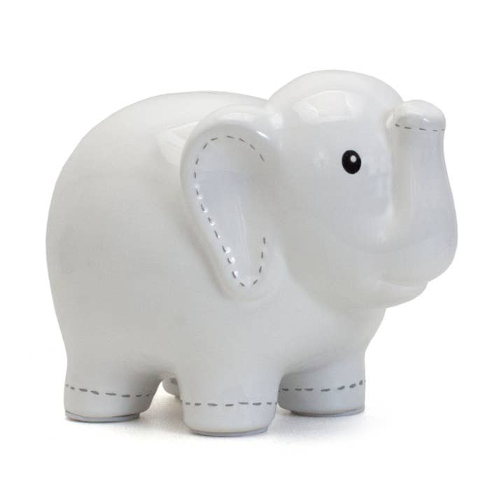 Child To Cherish® - Wholesale Money/Piggy Bank - Kids & Baby - Large White Stitched Elephant Bank0