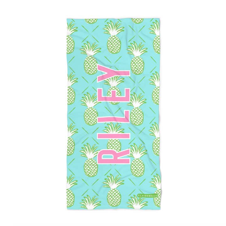 Pineapple Towel | Custom Beach Towels | Cotton Beach Towel for wholesale by Clairebella Personalized Gifts & Pillows
