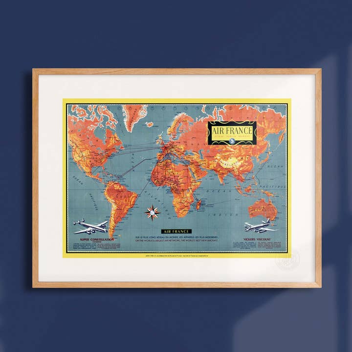 Air France Plakat / Weltkarte - AFL0253 für den Großhandel von Oneart
