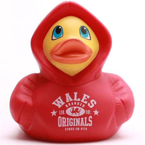 Duckshop - Vente Jouet pour le bain – bébé - Canard en caoutchouc à capuche Pays de Galles - rouge - 9,5 cm2