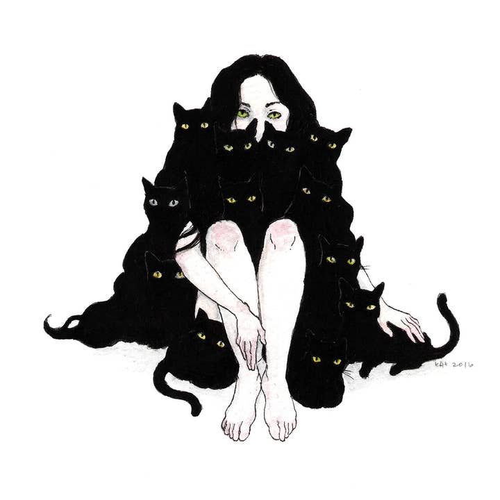 Stupid Animal Shop - Wholesale Art Print - Familiars - 8x10" black cat print0