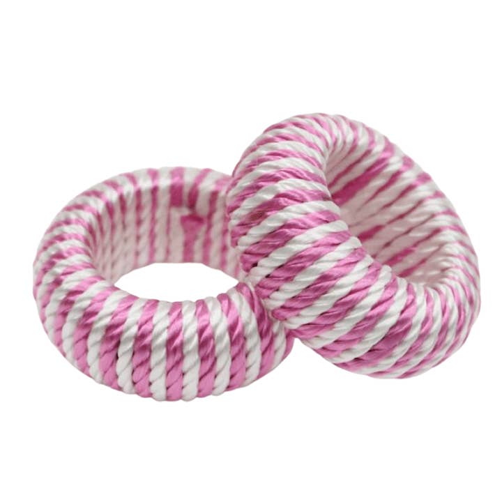 Cord Napkin Ring - Pink & White for wholesale by Von Gern Home