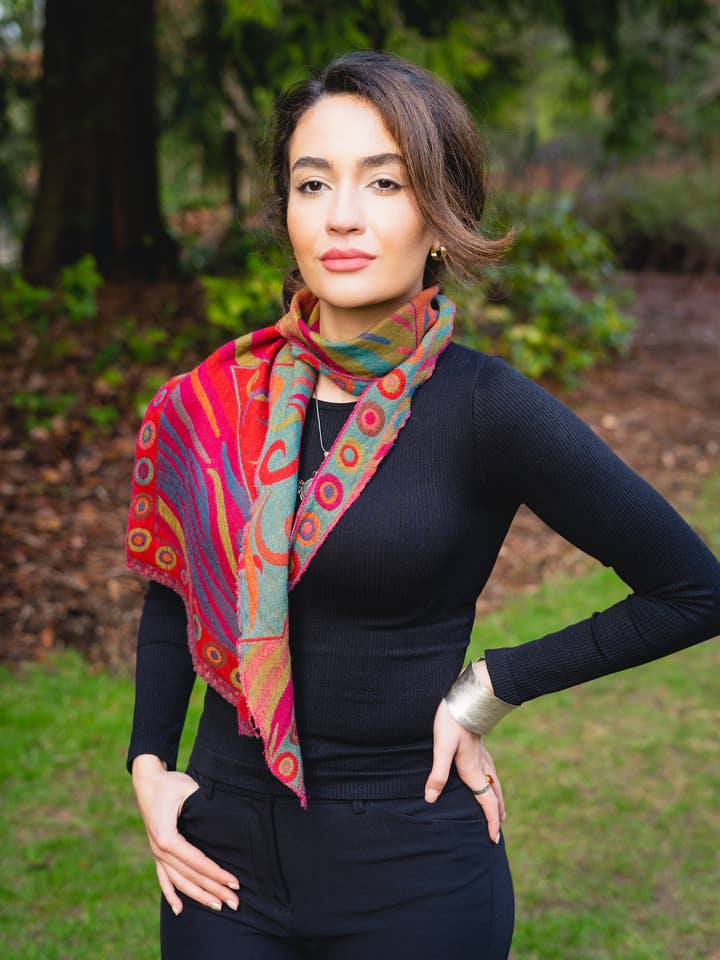 510/Fuchsia Pointed scarf in Boiled Wool for wholesale by In Style Scarves