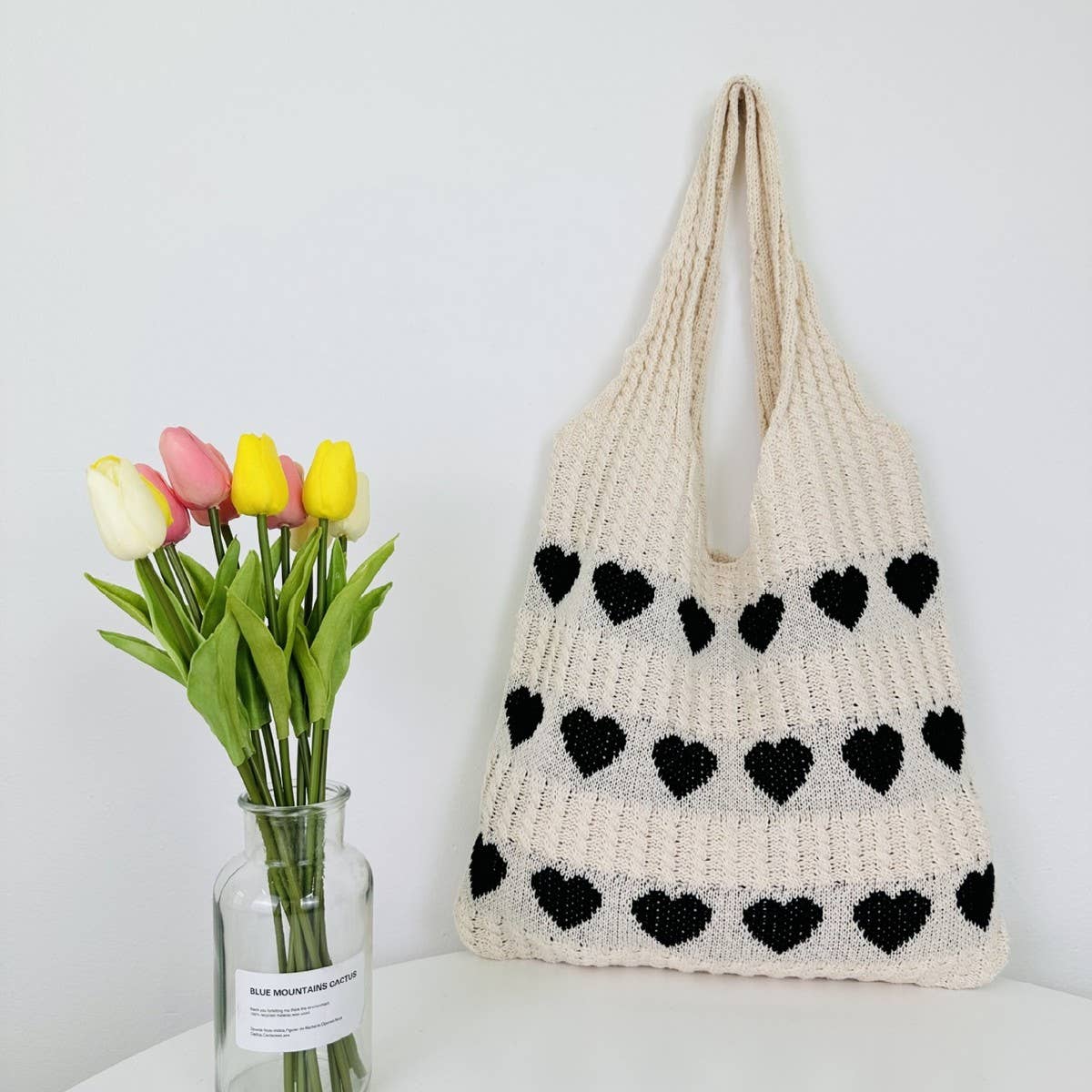 NINEXIS - Wholesale Tote Bag - Women's - CWAB1951_HEART KNIT TOTE BAG2