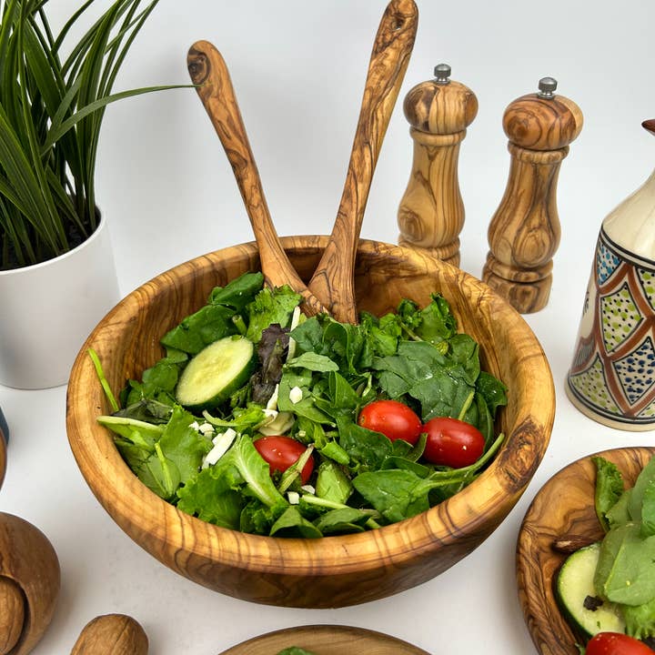 Natural OliveWood - Wholesale Serve Bowl - Olive Wood Family Salad Bowl4