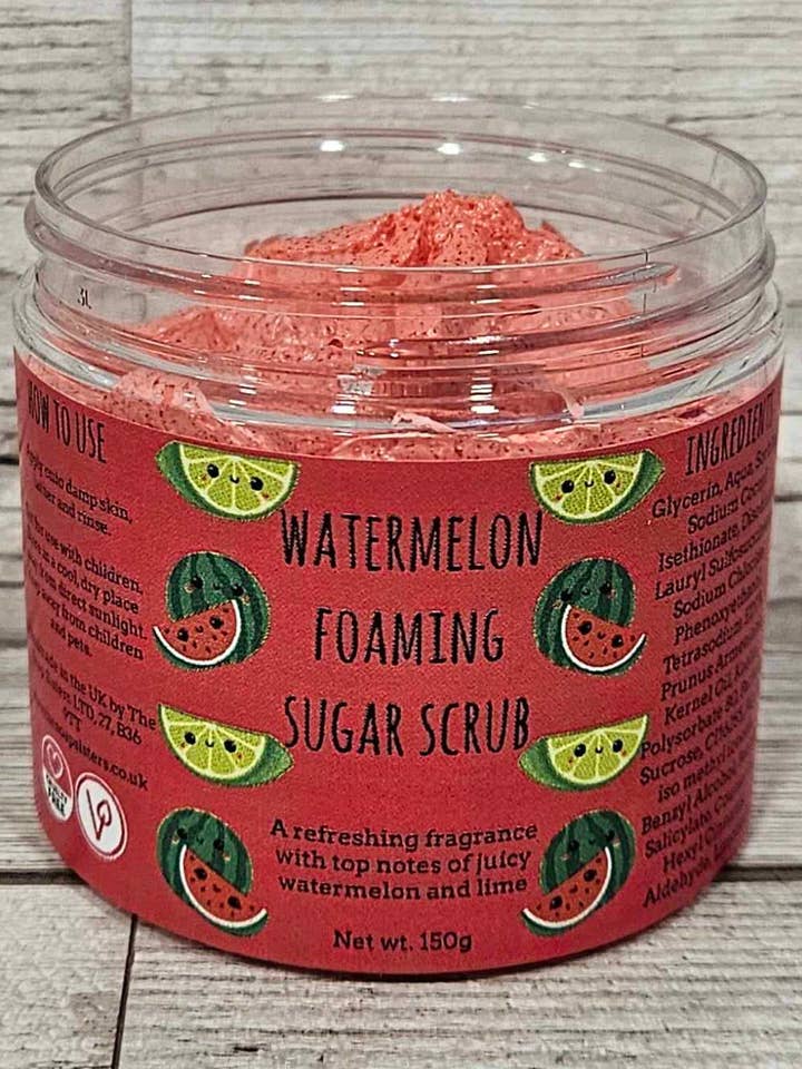 Watermelon Foaming Body Sugar Scrub for wholesale by The Soap Sisters