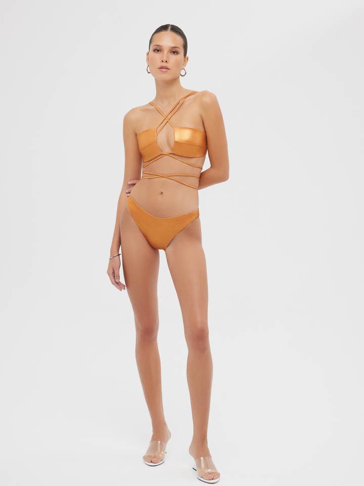 Sue Bikini Metálico Laranja por atacado de MALILUHA