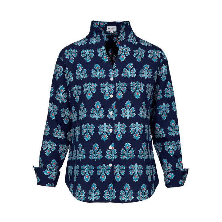 Chelsea Shirt In Navy & Blue Thistle for wholesale by At Last