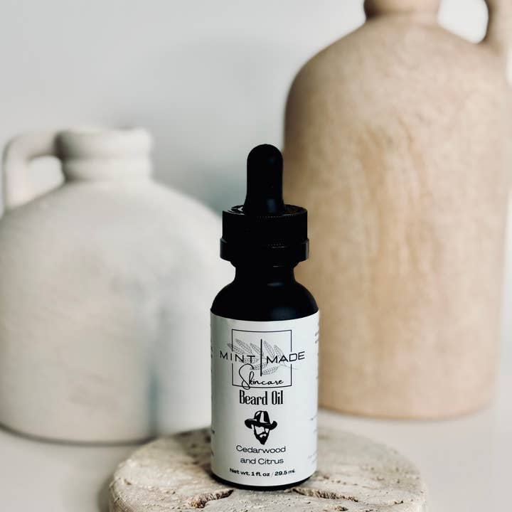 Natural Nourishing Beard Oil | Cedarwood and Citrus for wholesale by Mint Made Artisan Soaps and Holistic Skincare