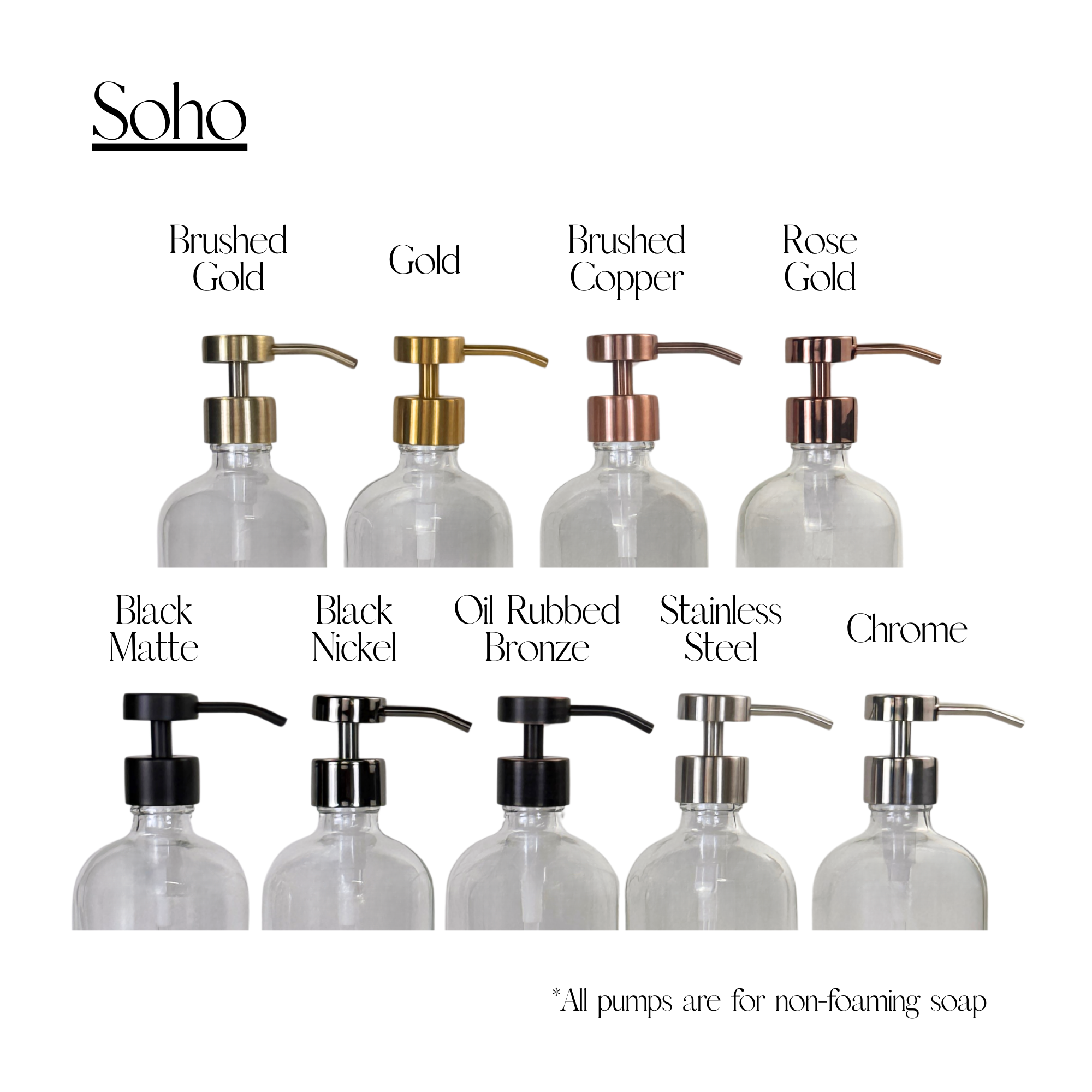 Blush Apothecary – wholesale Soap dispenser – Clear Glass Dispenser Bottle | 8 or 16-ounce7