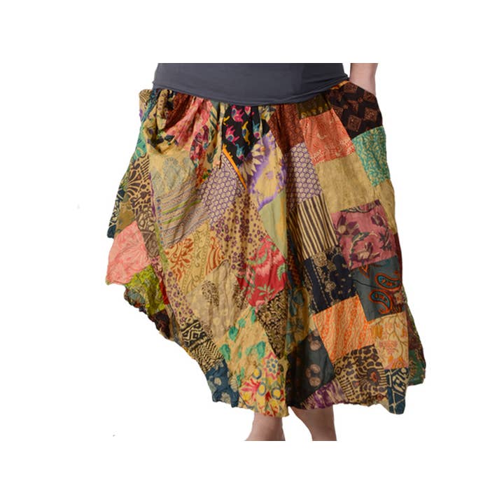 Gypsy Rose - Vente Jupe – femme - Jupe Festy style patchwork avec boucles de doigt2