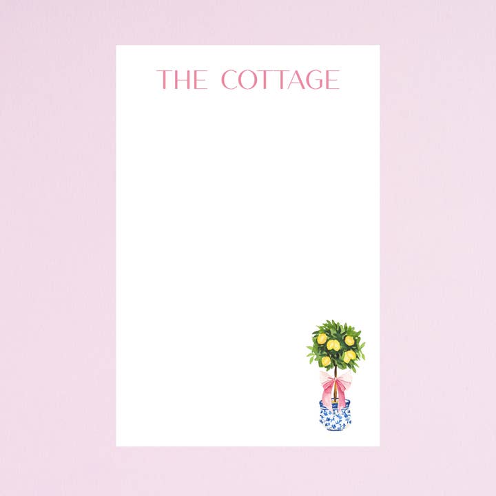 Design Carolinas - Wholesale Notepad - Watercolor Lemon Topiary in Ginger Jar & Pink Bow Note Pad1