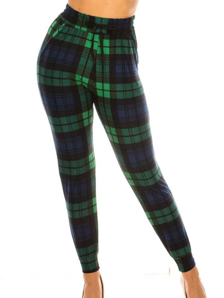 Pantalones deportivos a cuadros verdes lisos como la mantequilla para venta al por mayor de USA Fashion