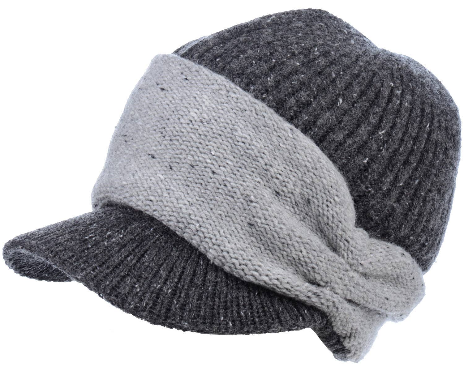 Jasper Trading LLC – Gorro - Mulher por atacado – JH713 - Gorro de malha com viseira de boina de uma dúzia2