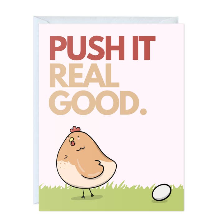 Funny New Baby Congrats Greeting Card (Push it real good) for wholesale by ALY LOU®