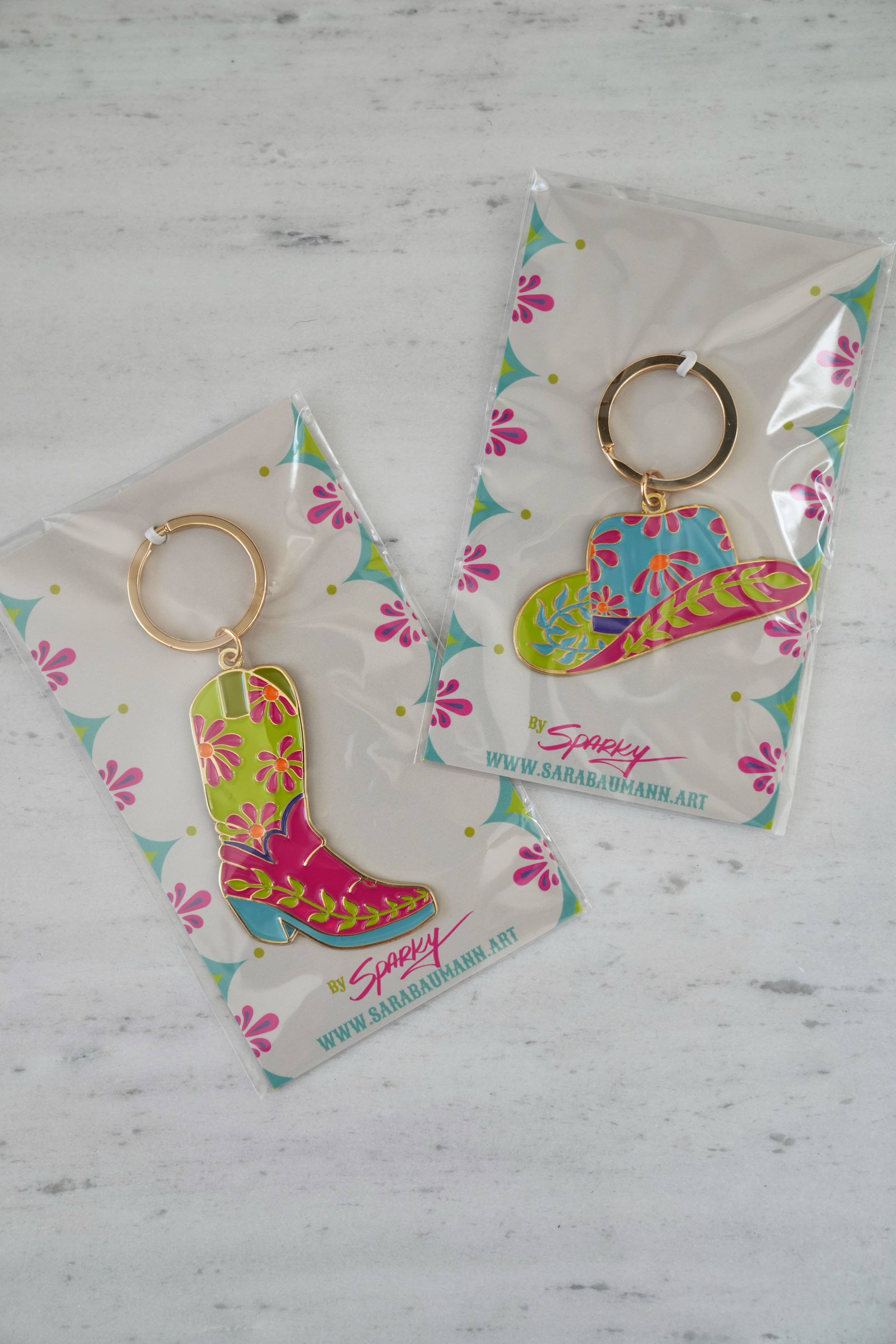 Sara Baumann Art - Wholesale Keychain - Women's - 20pcs Fun Boots & Cowgirl Party Hat Keychains5