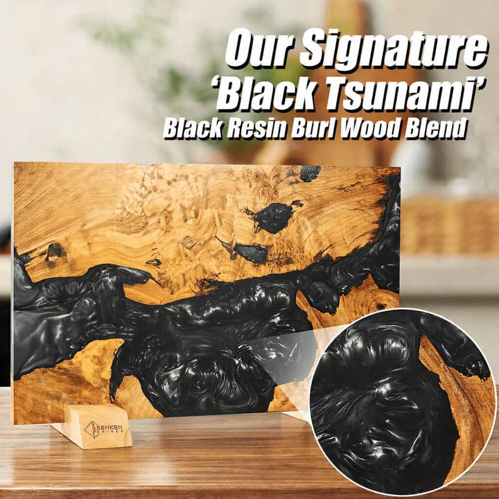 Senken Knives - Wholesale Knife Block - "Black Tsunami" Magnetic Knife Block - Holds 16 Knives8
