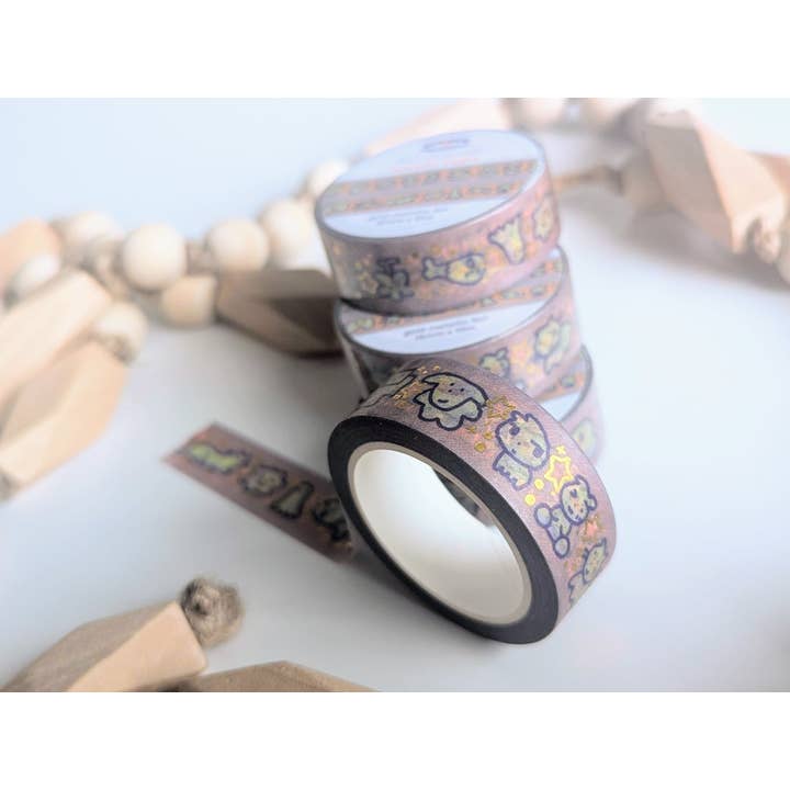 Fun Friends Gold Metallic Foil Washi Tape for wholesale by Lycheemeadow