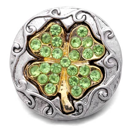 Sparkle - Snap a quadrifoglio, colore: Verde/Argento per la vendita all'ingrosso da parte di Say It in A Snap Jewelry