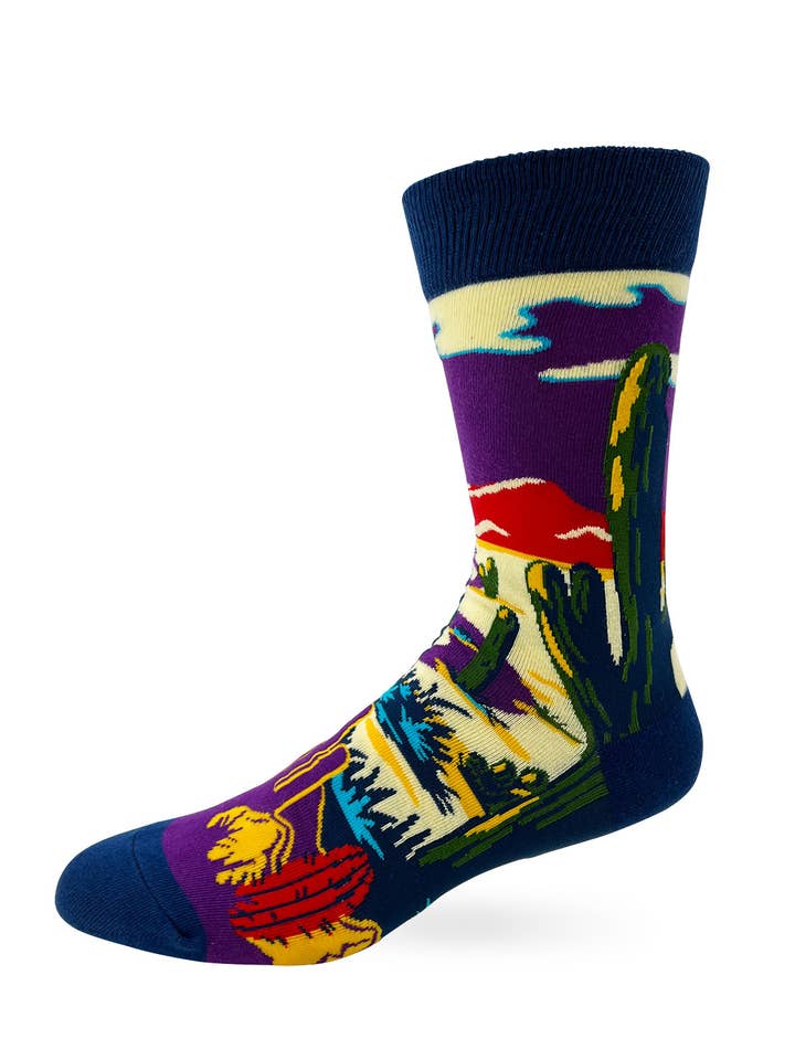 Fabdaz - Wholesale Socks - Men's - On A Dark Desert Highway Men's Novelty Crew Socks2