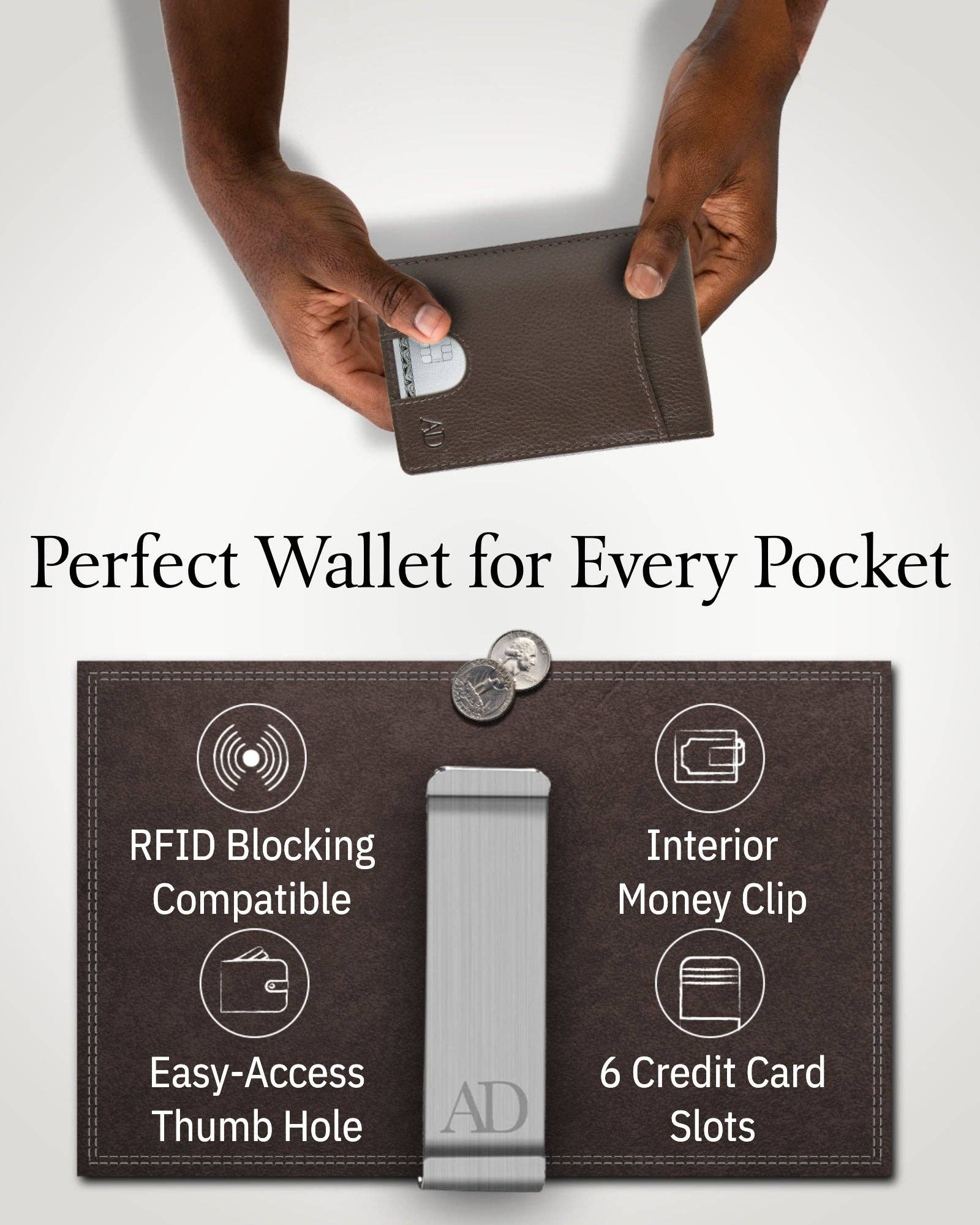 Access Denied Accessories - Wholesale Wallet - Men’s - Real Leather Wallets For Men Money Clip Bifold Wallet RFID27