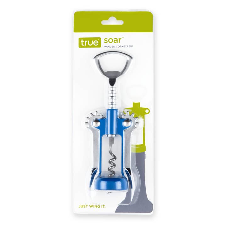TRUE - Wholesale Bottle/Wine Opener - Soar Chrome Finish Winged Corkscrew ASSORTED COLORS7