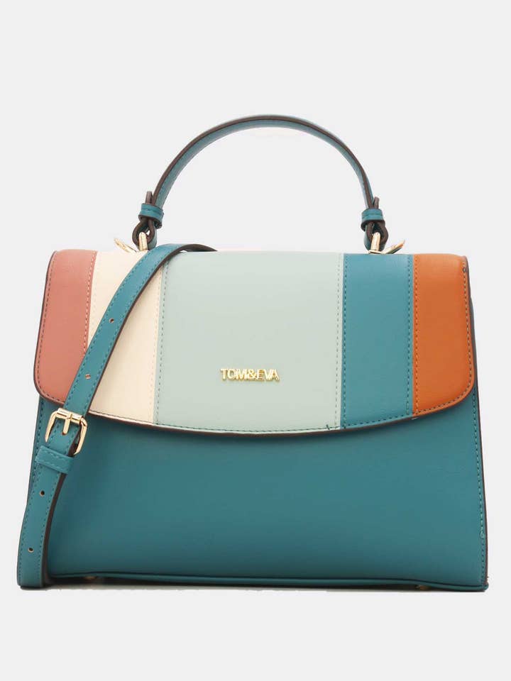 Women's Patchwork Flap Handbag-23B-5733 for wholesale by Tom&Eva (F.D.M diffusion)