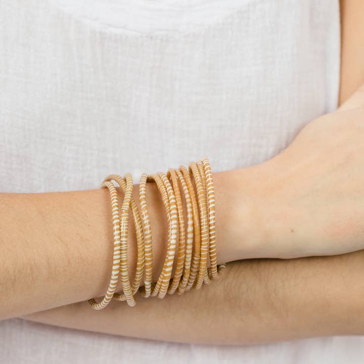 BECASA - Wholesale Jewelry Set - Beach Bangles - Golden Sand