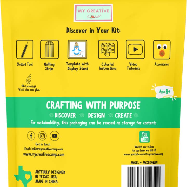 My Creative Camp LLC – Engroshandel DIY-hobbysæt – Begynder Penguin Mini Quilling Craft Kit