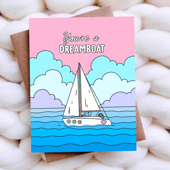 Dreamboat Funny Valentines Day Card, Flirty Love Card for wholesale by Top Hat and Monocle
