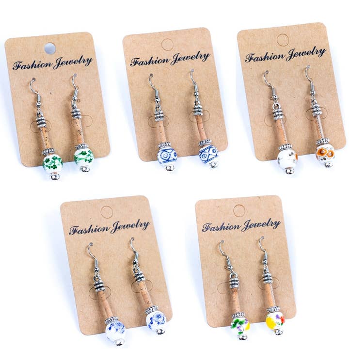 Cork earring Original handmade ladies earrings-ER-134-MIX-5 for wholesale by Meninas Bonitas Cork
