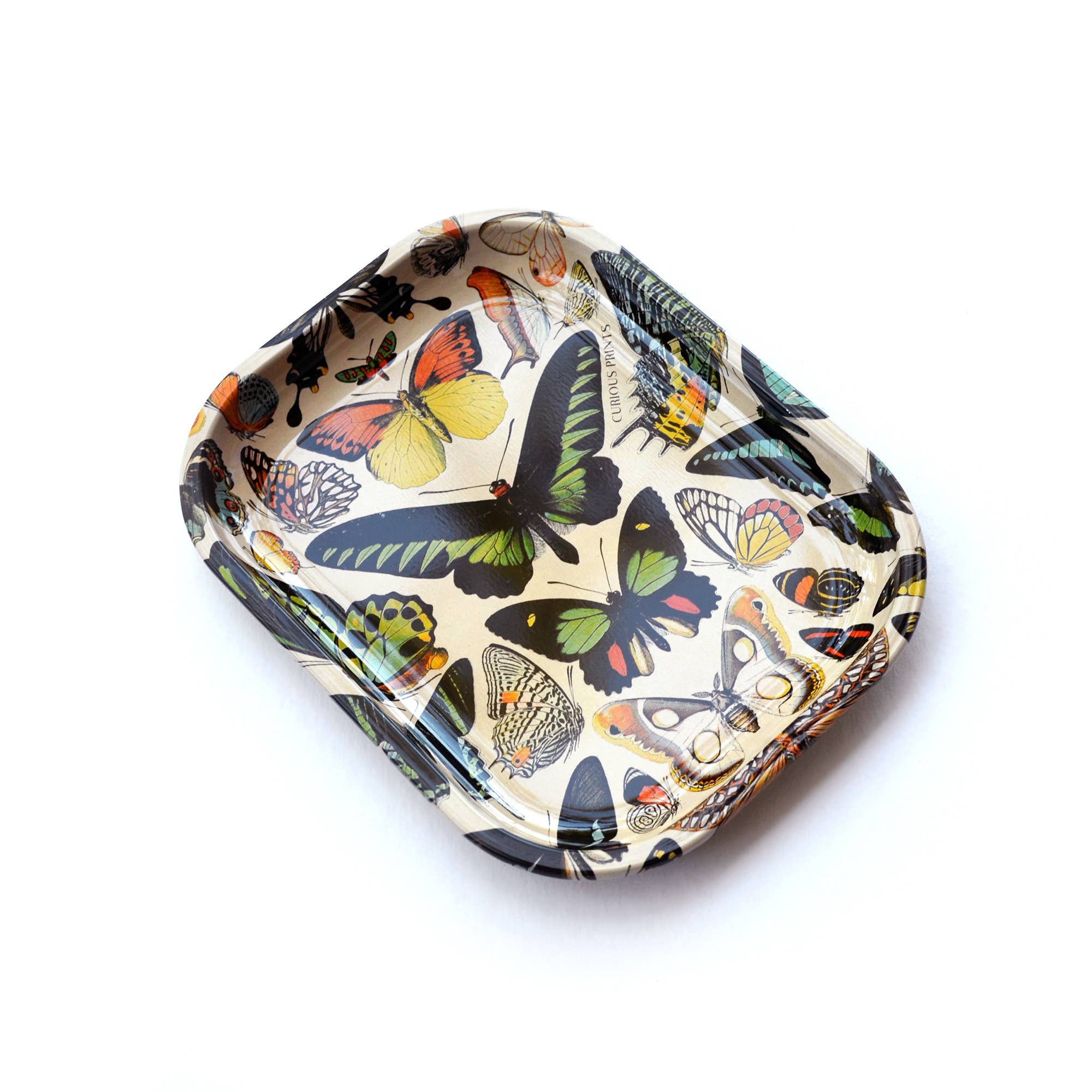Curious Prints - Wholesale Decorative Tray - Small Metal Butterfly 1 Tray / Vintage Butterflies Dish1
