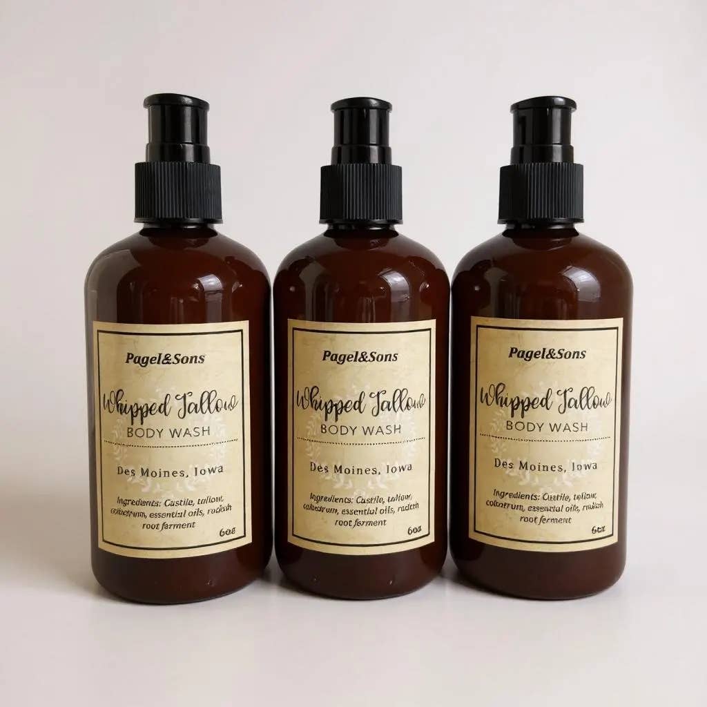 Pagel & Sons - Wholesale Body Wash/Shower Gel - Tallow Body Wash; Grassfed beef tallow shower gel