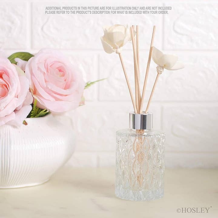 Hosley - Wholesale Oil Warmer - Hosley® Glass Bottle With Silver Lid Set of 4