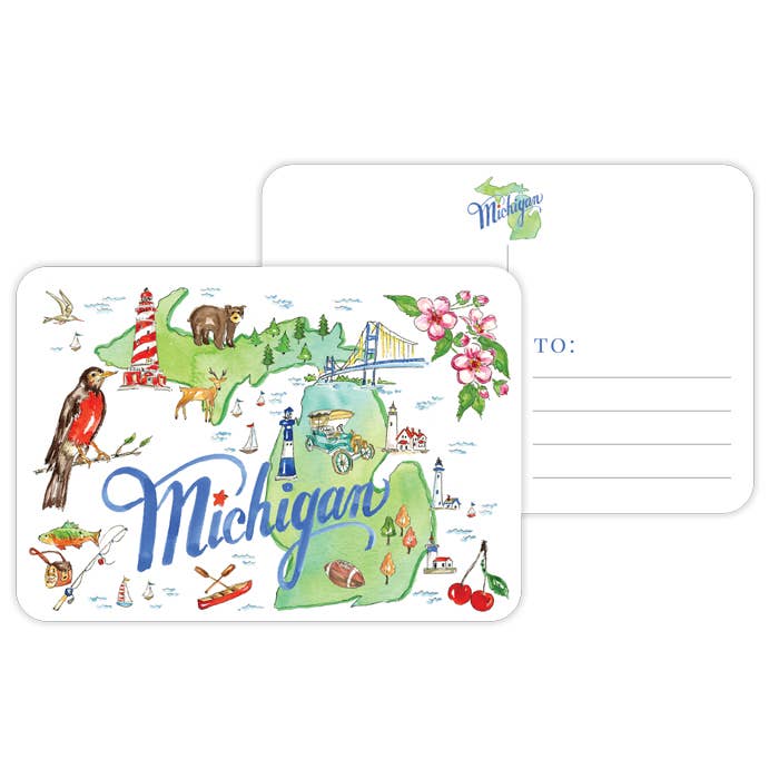 Tarjetas postales de iconos pintados a mano de Michigan para venta al por mayor de RosanneBeck Collections